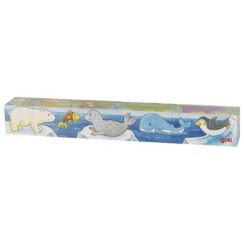 Preview: Würfelpuzzle Safari und Arktis aus Holz