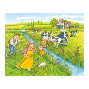 Preview: Würfelpuzzle Jahreszeiten auf dem Bauernhof aus Holz