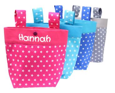 Kinderfahrradtasche mit Namen Sterne