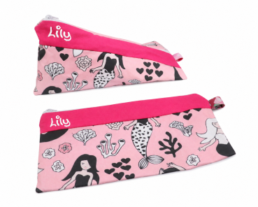 Federmäppchen Meerjungfrau Pink / Rosa mit Name in verschiedenen Formen