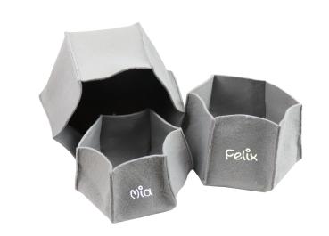 Preview: Filzkörbchen mit Name in verschiedenen Größen und Farben