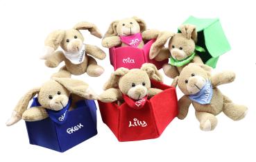 Preview: Osterkörbchen Filz mit Hase Paula und mit Name in verschiedenen Farben