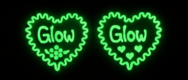 Preview: Filzherz Anstecker fluoreszierend mit Name