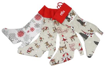 Damenstiefel mit verschiedenen Nikolausmotiven und Wunschname