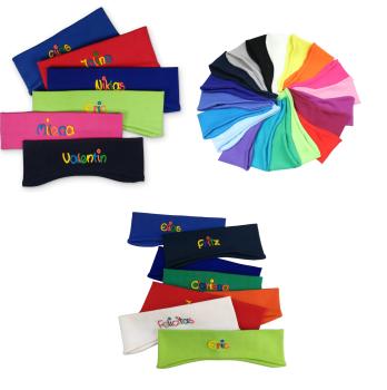 Ohrenstirnband mit Namen in verschiedenen Farben und Größen