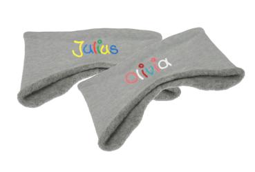 Ohrenstirnband aus Fleece mit Namen in verschiedenen Farben