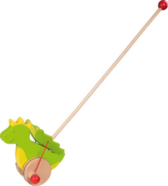 Schiebetier Drache Jakomo aus Holz mit Schiebestab