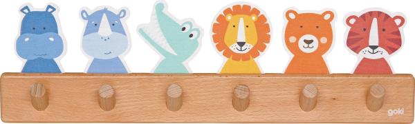 Garderobe Tierfreunde mit 6 Haken aus Holz