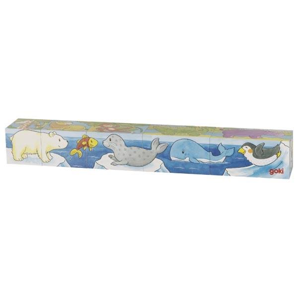 Würfelpuzzle Safari und Arktis aus Holz