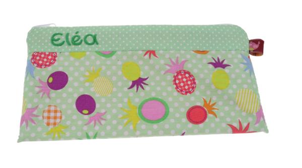 Federmäppchen Ananas mit Name in verschiedenen Formen und Farben