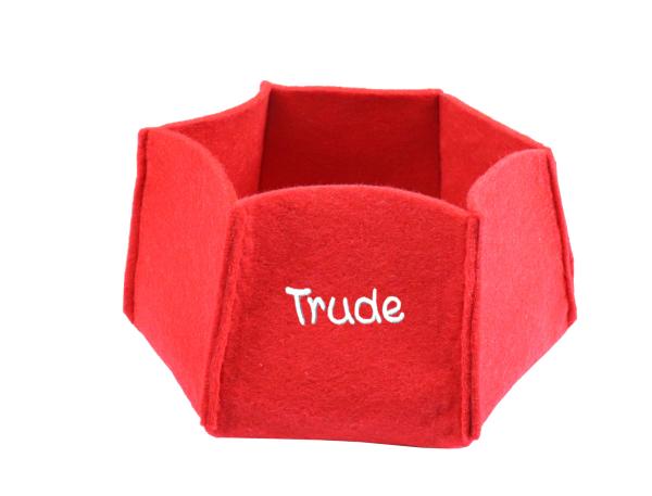 Filzkörbchen mit Name Rot