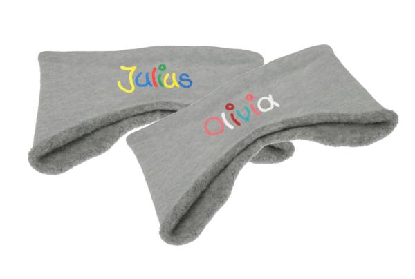 Ohrenstirnband aus Fleece mit Namen in verschiedenen Farben