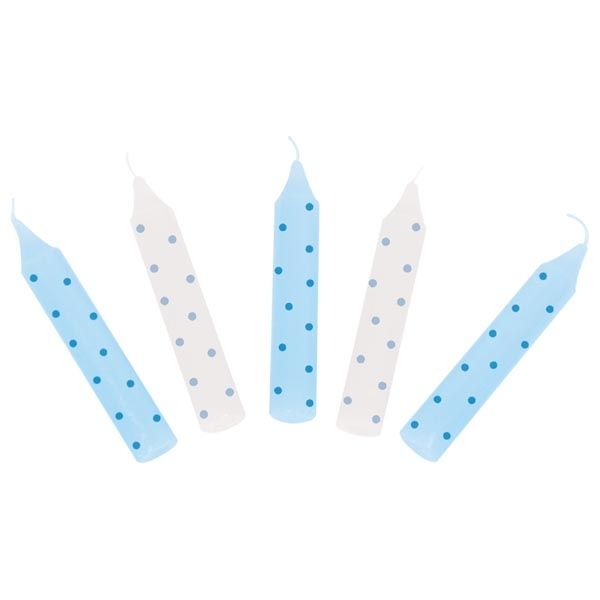 goki Geburtstagskerzen-Set weiss mit blauen Punkten 10 Stück