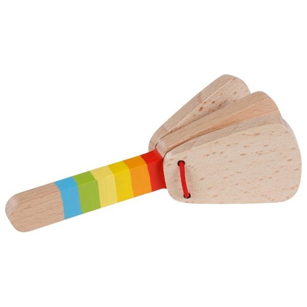 Goki Stielkastagnette Regenbogen aus Holz