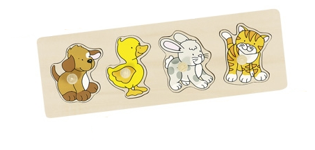 Goki Steckpuzzle Hund, Ente, Hase, Katze